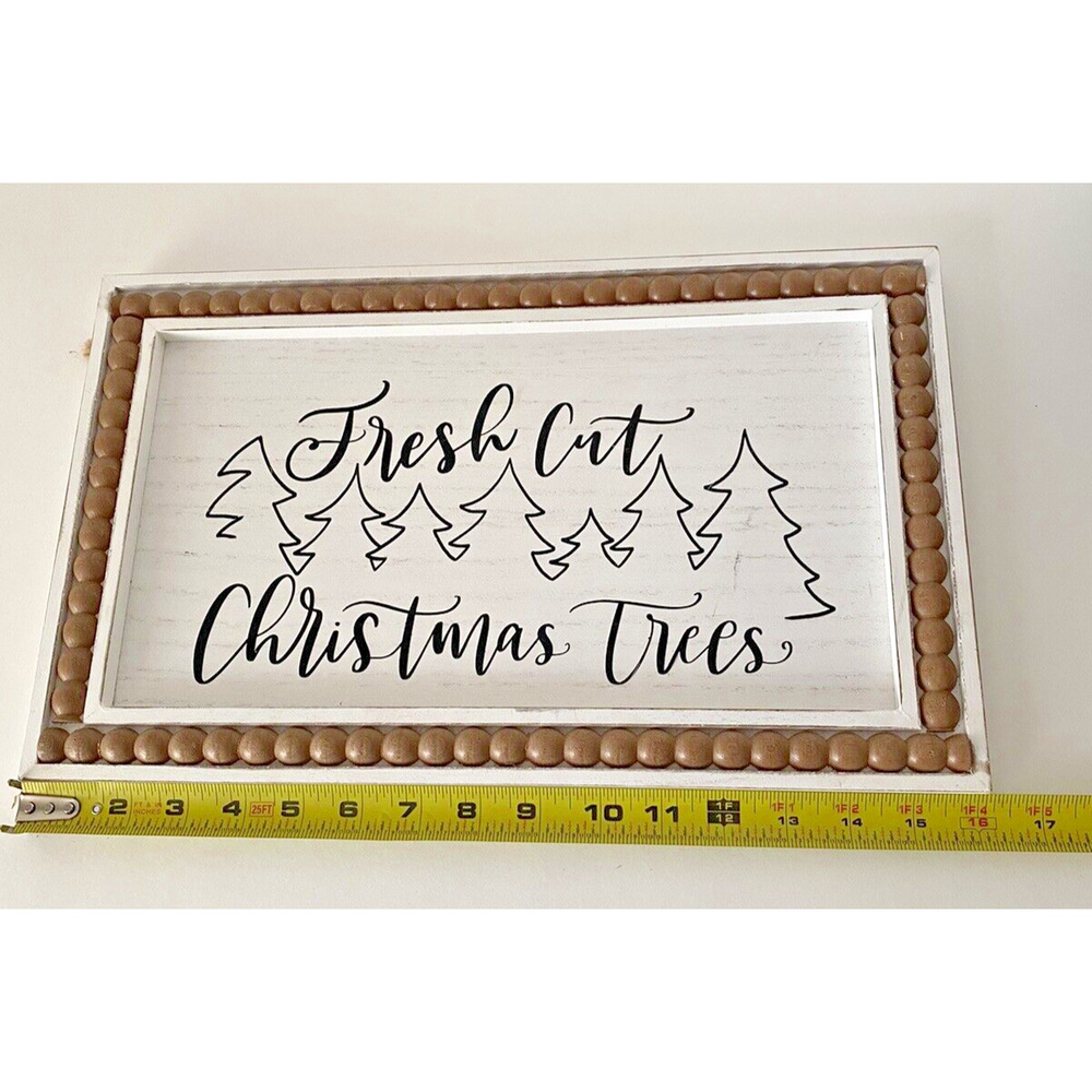 Christmas Sign Rustic Wooden Fresh Cut Trees Holiday Xmas Decor Farmhouse 16x10" - Picture 5 of 6